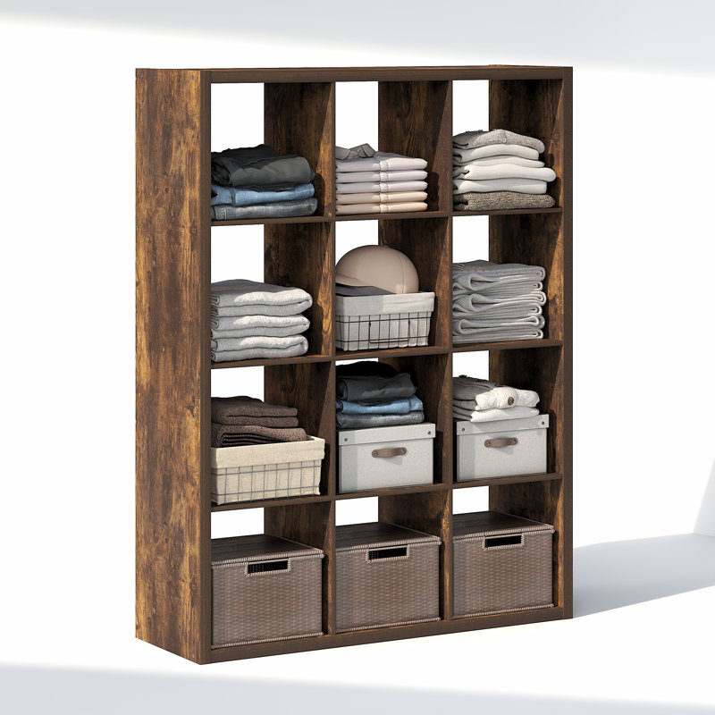 Heddy 111.3cm W Manufactured Wood Shelving Unit, Amber Pine