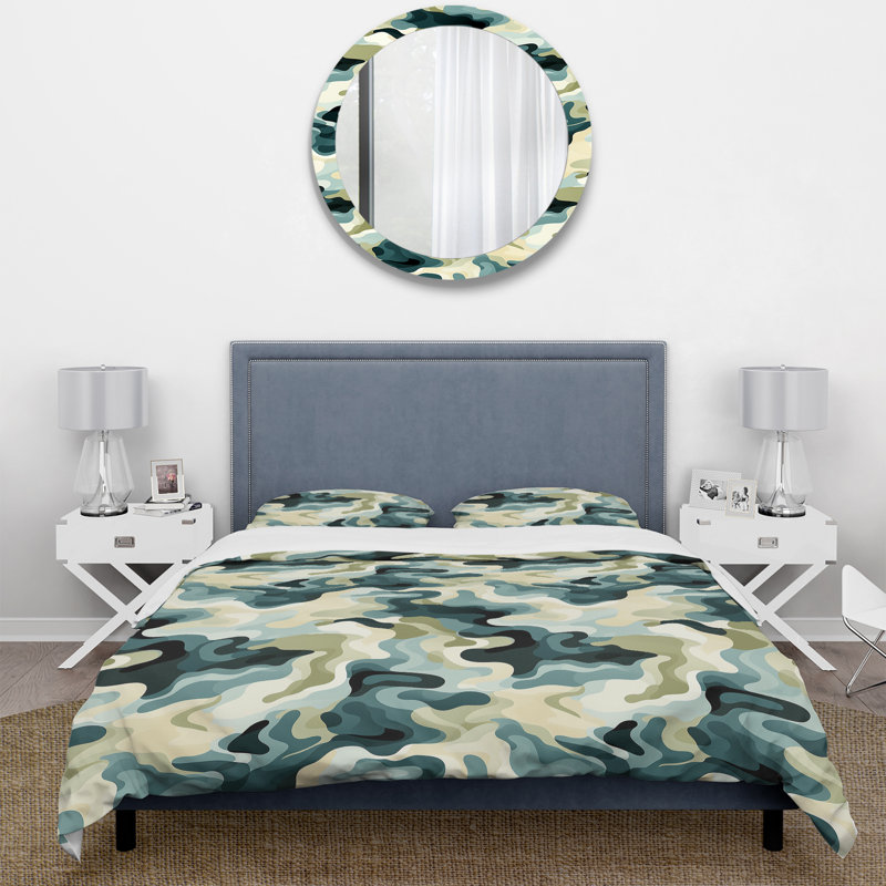 Ensemble de housse de couette rétro Camo Nostalgia II - Camouflage, Housse de couette simple + 1 taie décorative stan