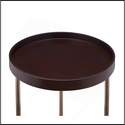 Genoa Round Tray Table With Metal Frame, Espresso