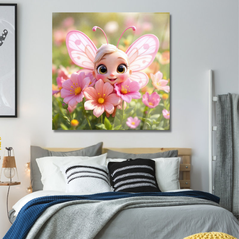 Art mural papillon en verre trempé pour chambre d'enfant, H 14 po x l 14 po