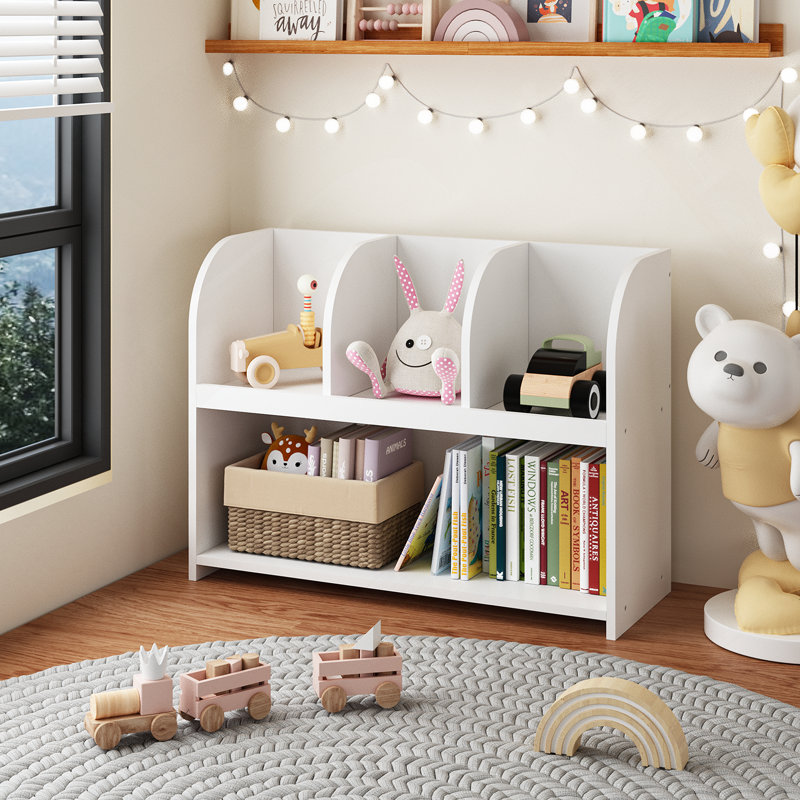 Kids Bookcase With 4 Compartments, Storage Book Shelf, Storage Display