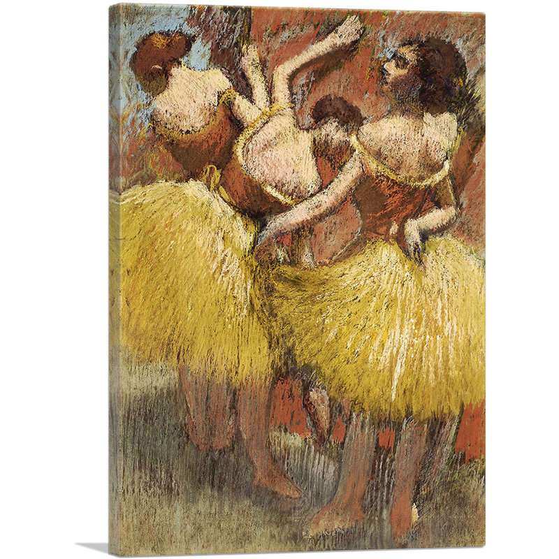 «Three Dancers In Yellow» par Edgar Degas - peinture sur toile tendue, H 18 po x l 12 po x P 1,5 po