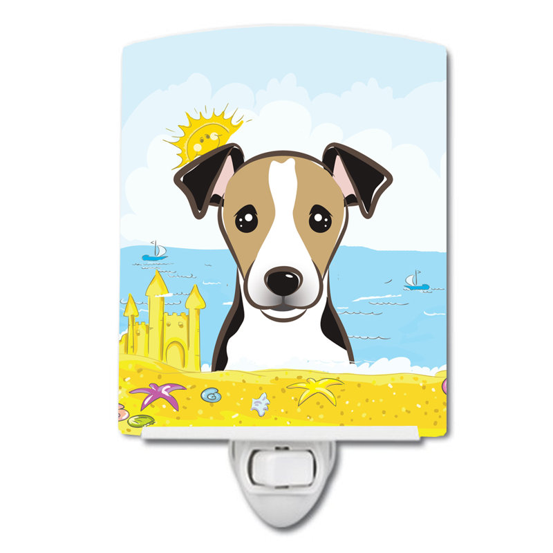 Luminaire de nuit en céramique jack terrier summer beach, Jack Russell terrier noir