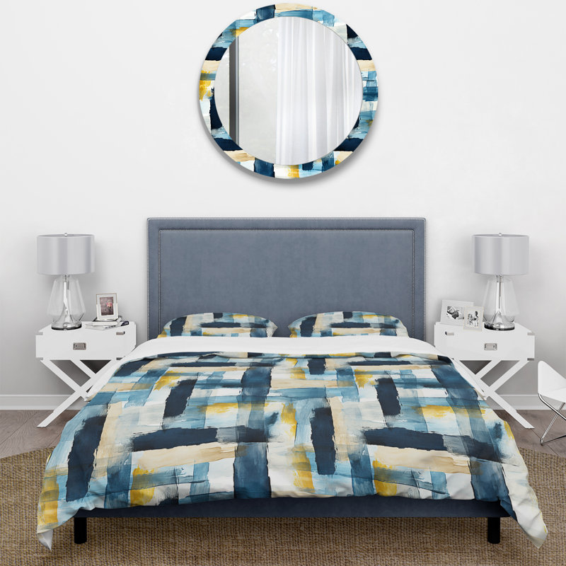 Ensemble de housse de couette Blue Artistic Striped Explosion II, Housse de couette pour très grand lit et 2 très