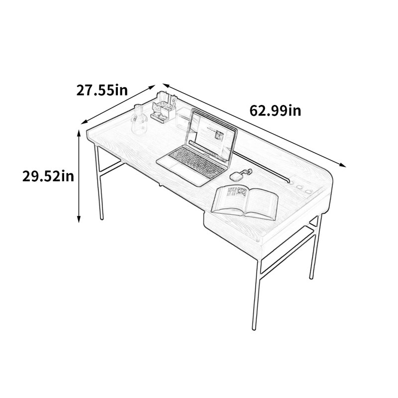 Stylish and chic desk, 29.52" H x 62.99" W x 27.55" D