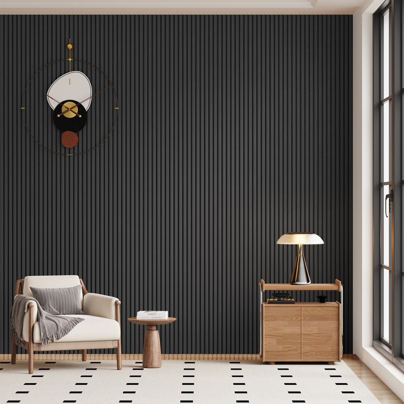 6 PCS 94.5"L x 7.9"W Acoustic Slat Wall Panels, Eco-Wood Look for Home/Office Wall & Ceiling (31.1 sq. ft.)