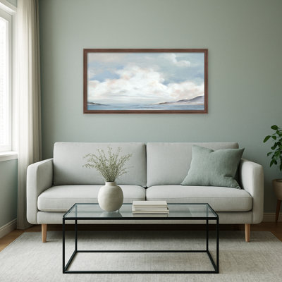 Tranquil Coastline Expansive Sky by Luna Mavis Framed Mounted Canvas Wall Art Print