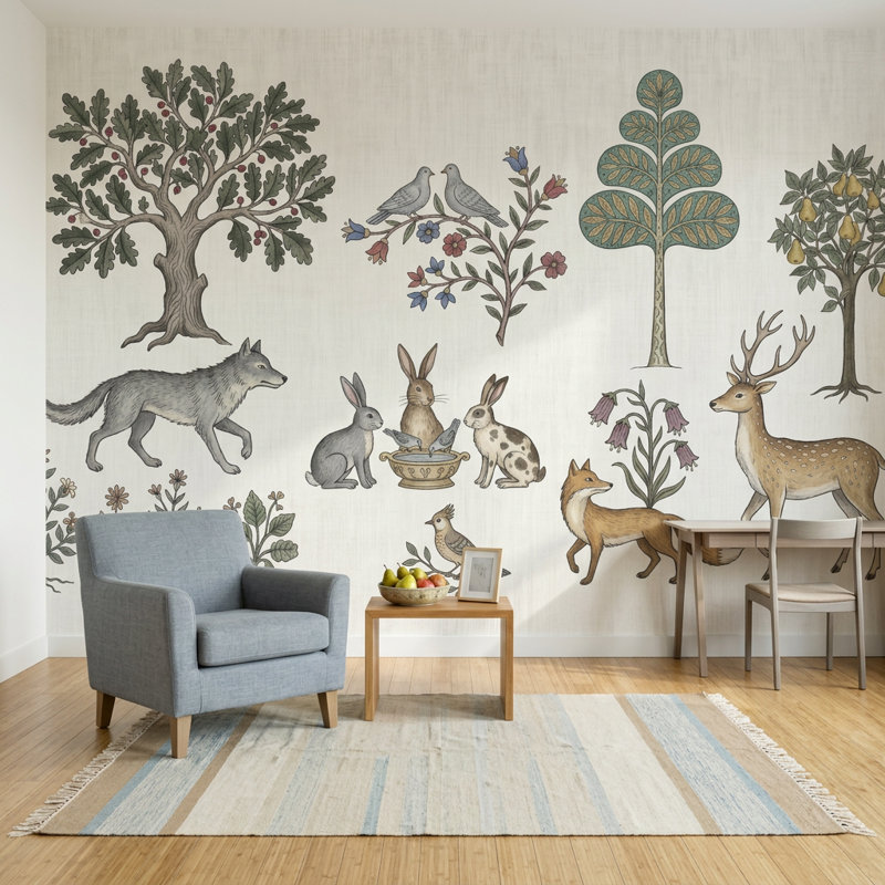 Papier peint Woodland, 140 po x 108 po, Peler et coller