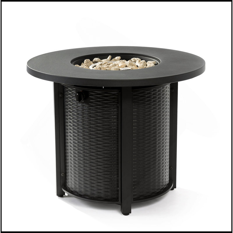 32" Propane Gas Fire Pit Table, 50000 BTU Round Steel Fire Pit For Outside Patio Deck Garden Courtyard-Black
