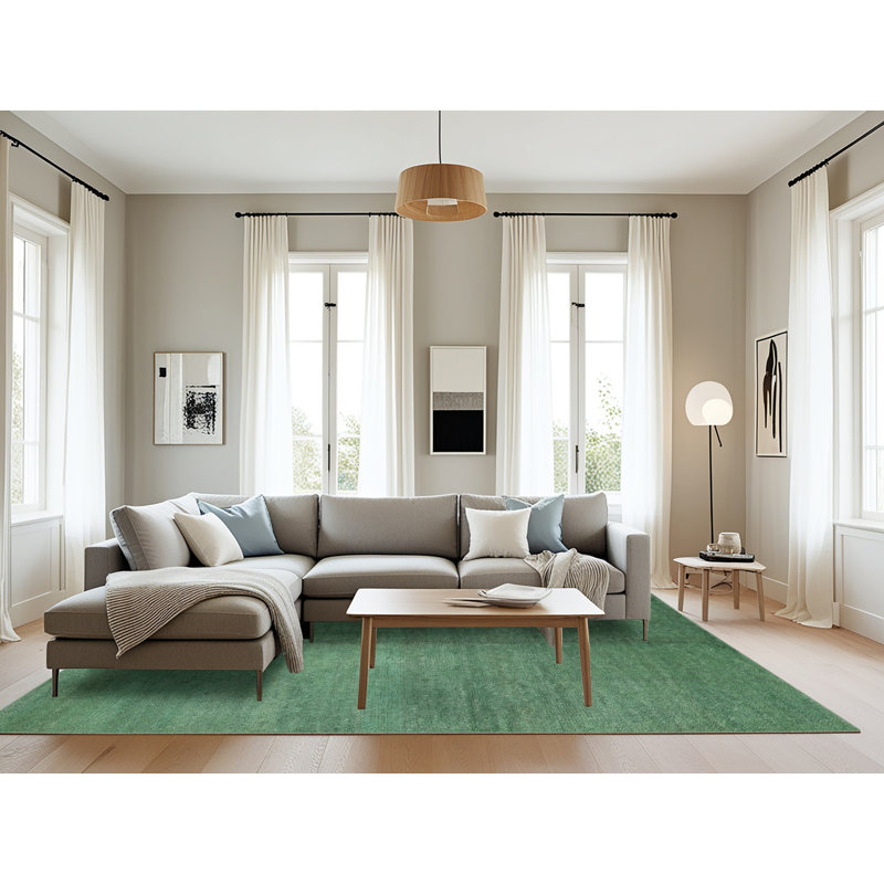 Tapis gris/vert contemporain, Rectangle 8 pi x 10 pi
