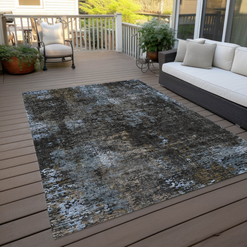 Zania Washable Abstract Indoor / Outdoor Rug, Rectangle 5' x 7'6"