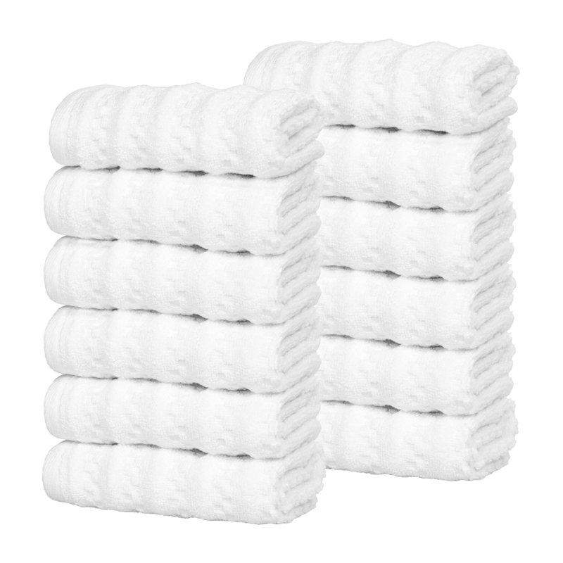 Ensemble de serviettes en coton Blue Nile Mills - Texture gaufrée - Séchage rapide, Blanc