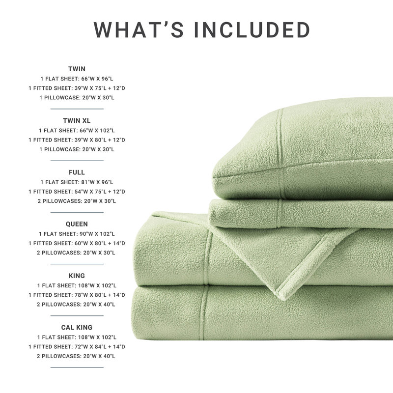 Green Plaid Twin Polyester Micro Fleece Sheet Set