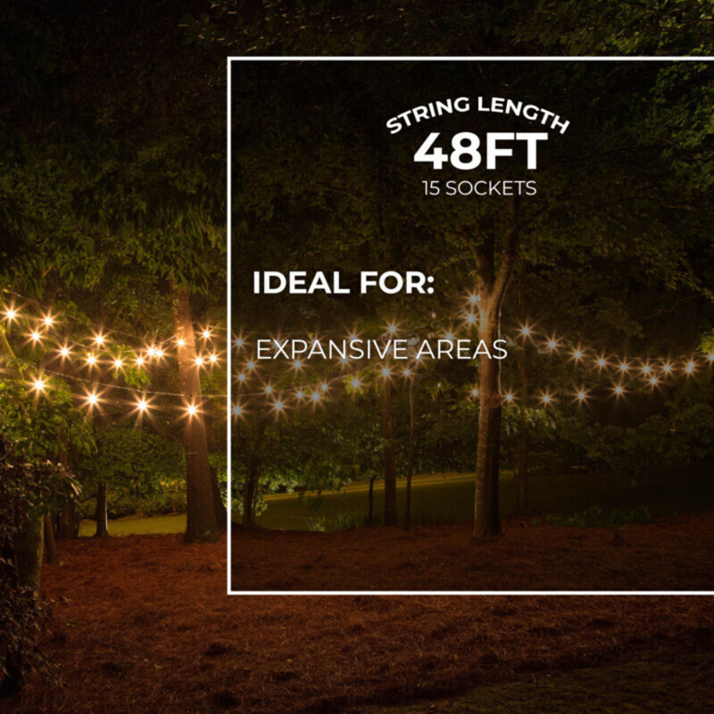Guirlande de 48 ampoules à incandescence standard d'extérieur de 48 pi (connectable d'un bout à l'autre)