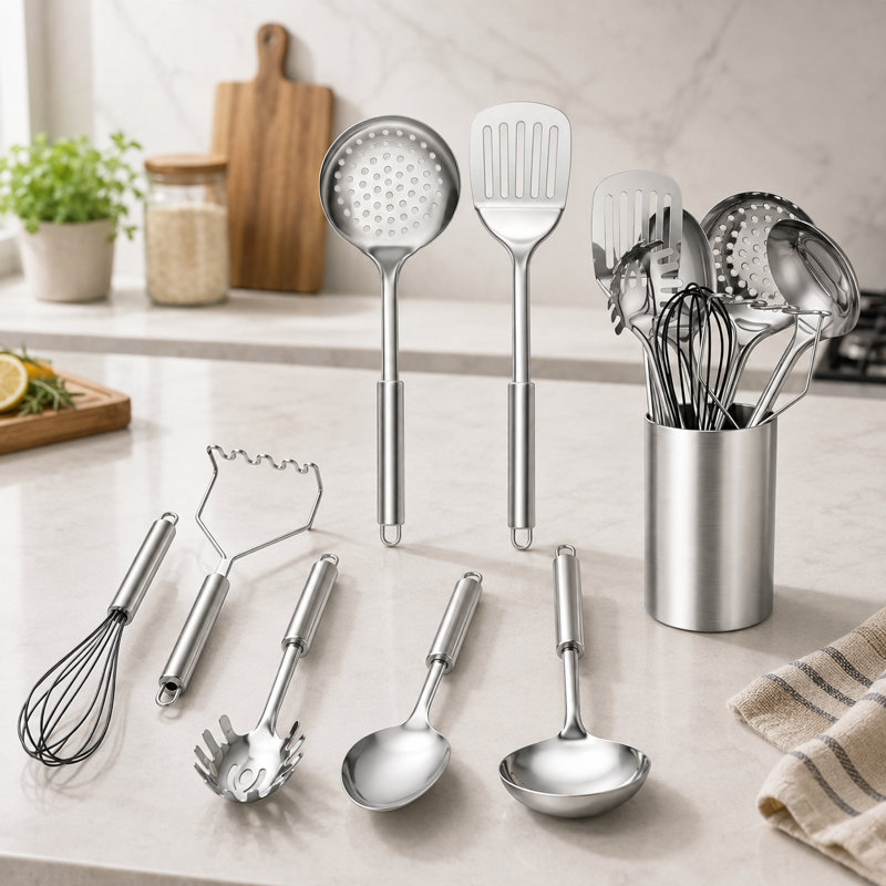 8 Pcs Stainless Steel Kitchen Cooking Utensils Set with Holder