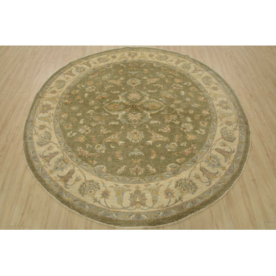 Tapis oriental traditionnel en laine noué à la main 8 pi 1 po x 7 pi 11 po Ziegler