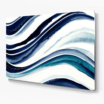 Art mural horizontal rayé bleu marine, blanc et vert