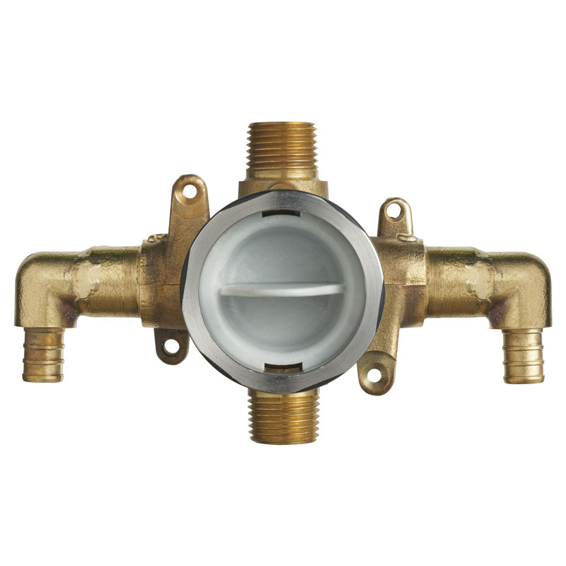 Compact Brass Shower Rough-In Valve with PEX Elbows
