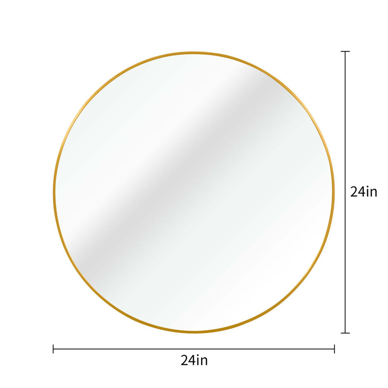 Miroir mural Hermien, 24 po x 24 po, Doré, Rond