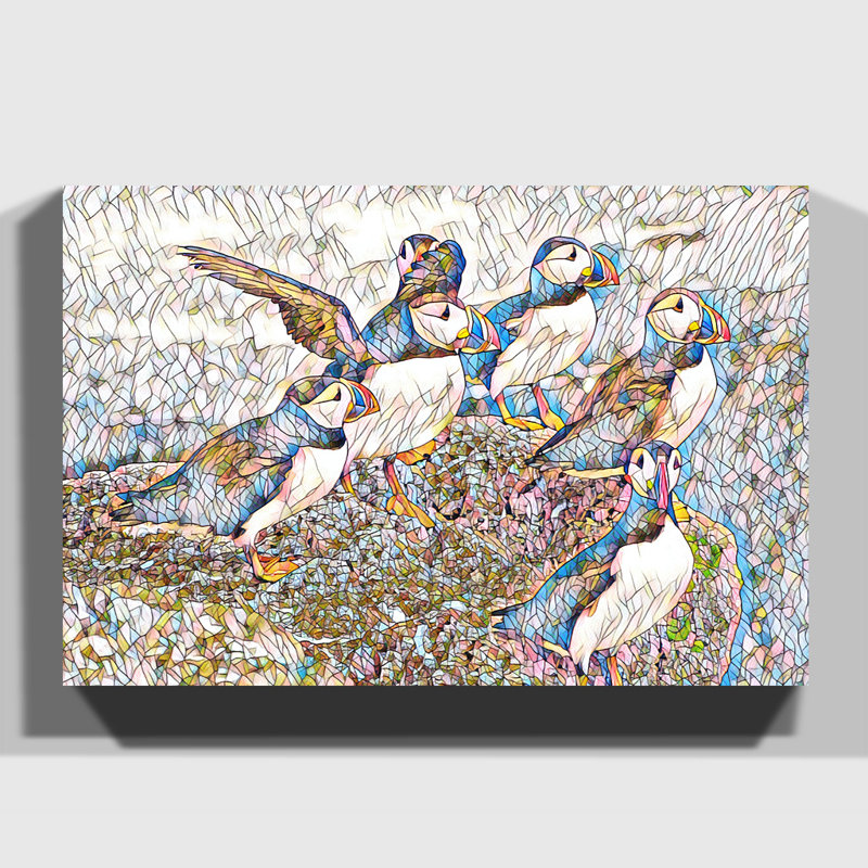 Atlantic Puffin Birds - Wrapped Canvas, 35cm H x 50cm W