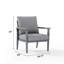 Fauteuil de patio de 27 po de large à l'épreuve des intempéries en aluminium avec accoudoirs en bois-1214585655