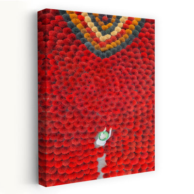 Vietnamese Red Incense Field Colorful Traditional Vibrant Wall Art