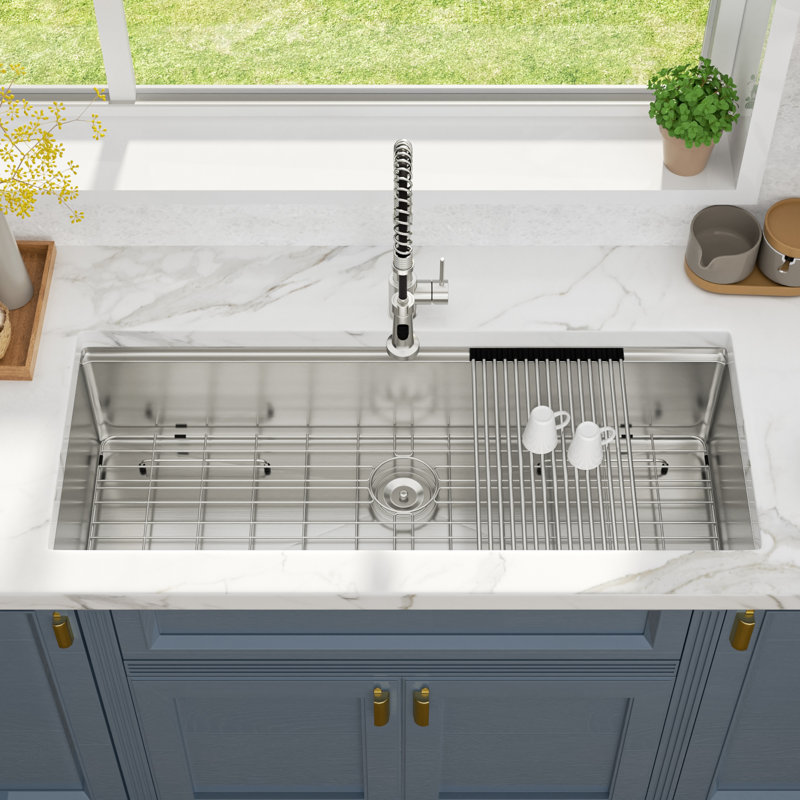 Évier de cuisine encastré 45 po L 45 po x l 19 po, Argent