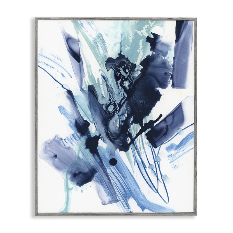 «Restless Blue Splash», art de la giclée encadrée par June Erica Vess, Estampe numérique Farmhouse, H 14 po x l 11 po