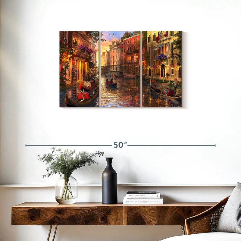 Coucher de soleil romantique à Venise, reproduction d'art sur toile, H 20 po x l 33 po x P 1,25 po