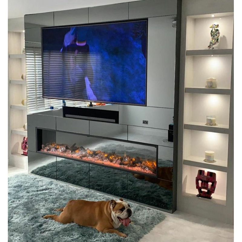 Erentraud Metro Lane Silver Electric Fire, 16.5" H x 50" W x 6.7" D