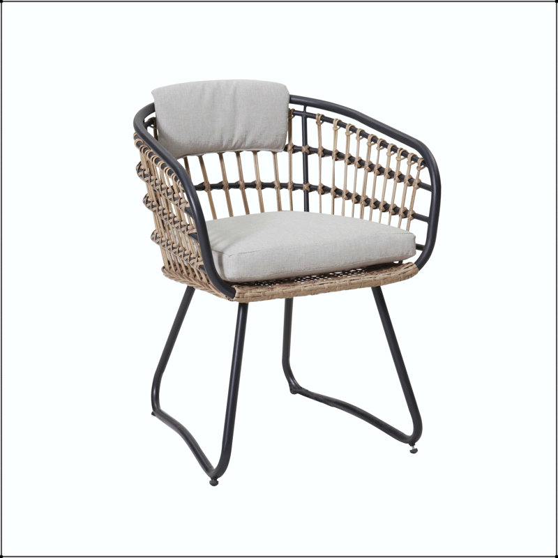 Chaise d'extérieur en osier avec coussins et pieds réglables (ensemble de 2)