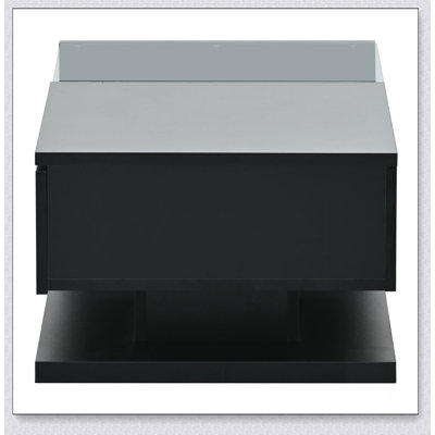 Coffee Table with Tempered Glass, Wooden Cocktail Table with High-gloss UV Surface