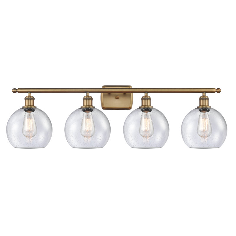 Éclairage de salle de bain à intensité variable 4 lumières Baptista, Ampoule DEL 6 watts Vinage, Laiton brossé, Granuleux