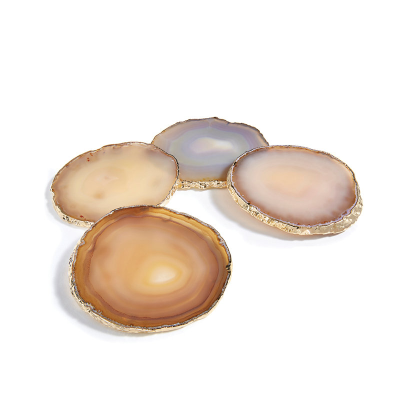 Entertainment Agate Coaster, Gold/Gray