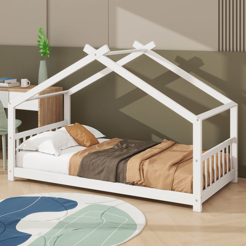 Lit en bois House House, Blanc, Simple