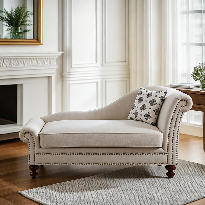 Fauteuil de princesse en velours de bois massif beige de style américain 67,72 po