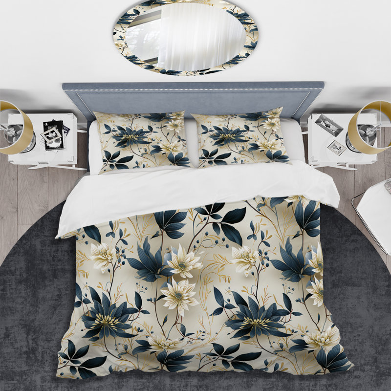 Ensemble de housse de couette Attenant Stillness Of Mind Floral Gardens I, Housse de couette simple + 1 taie décorative stan