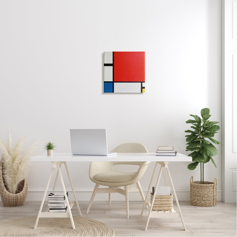 Composition de Composition II en rouge, bleu, jaune, Piet Mondrian, peinture abstraite classique - peinture sur toile tendue