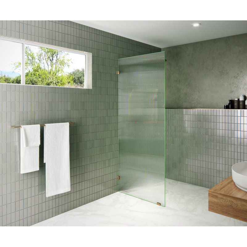 Gaia 30 in. x 78 in. Frameless Fluted Single Fixed Shower Panel, Brushed Bronze