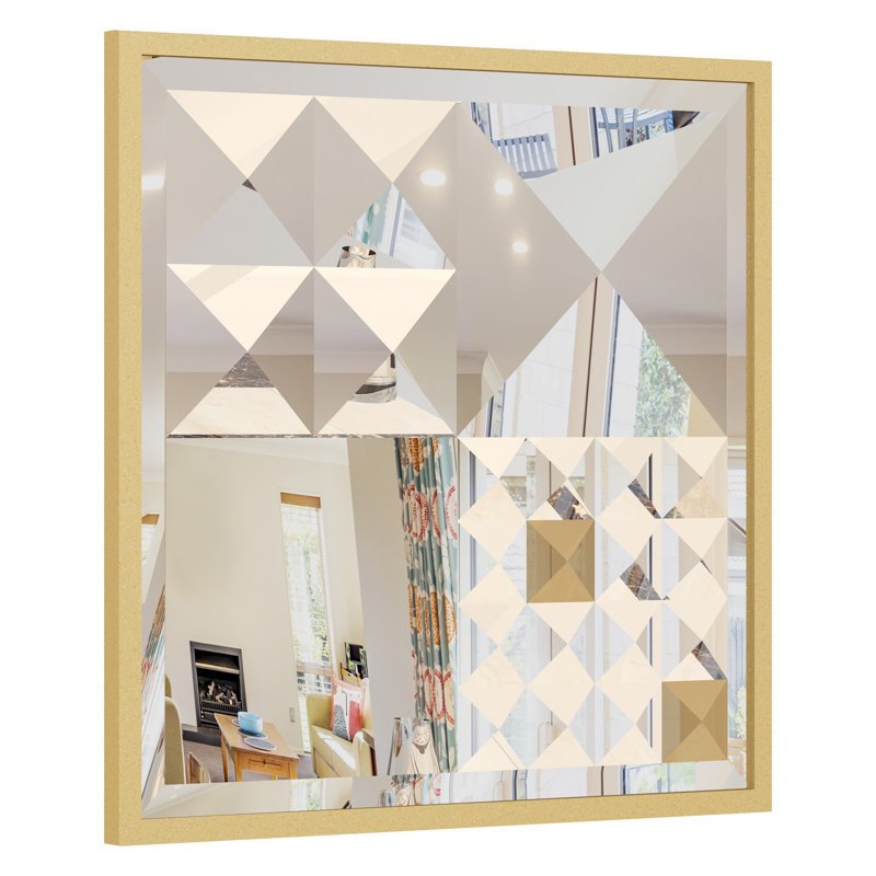 Engineered Wood Flat Wall Mirror, Gold