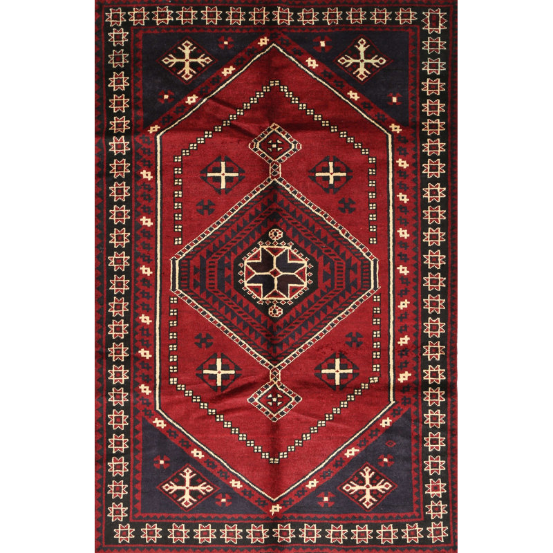 Tapis rouge / noir Southwestern, Rectangle 5 pi x 7 pi