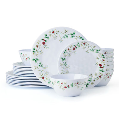 Pfaltzgraff Winterberry 24-Piece Indoor/Outdoor Melamine Dinnerware Set, Service for 8