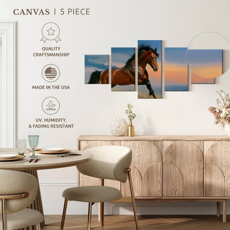 Galloping Brown Horse, 24" H x 55" W