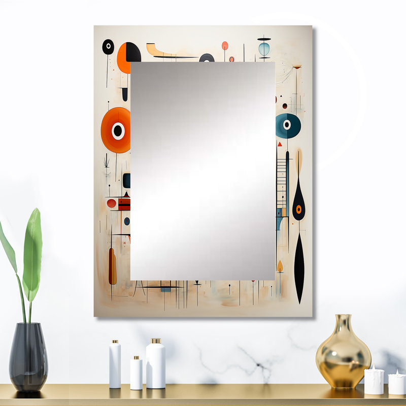 Rose Mid-Century Whimsical Wonders III - miroir moderne Mid-Century, miroir mural décoratif rose, impression d'art en métal