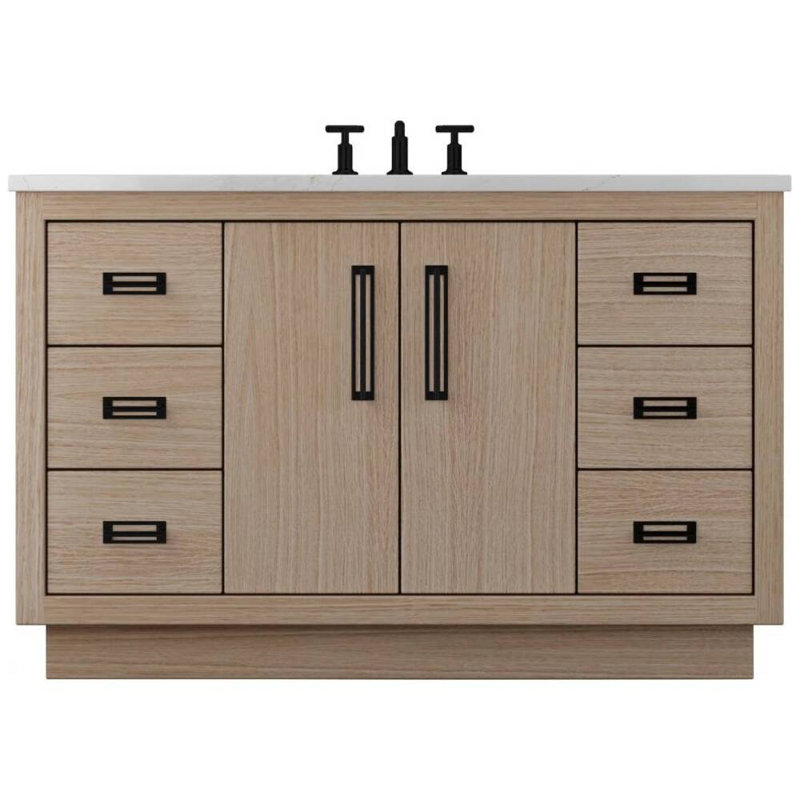 Avalon Single Extra Wide Bath Vanity, Natural Weathered, Matte Black, 60"