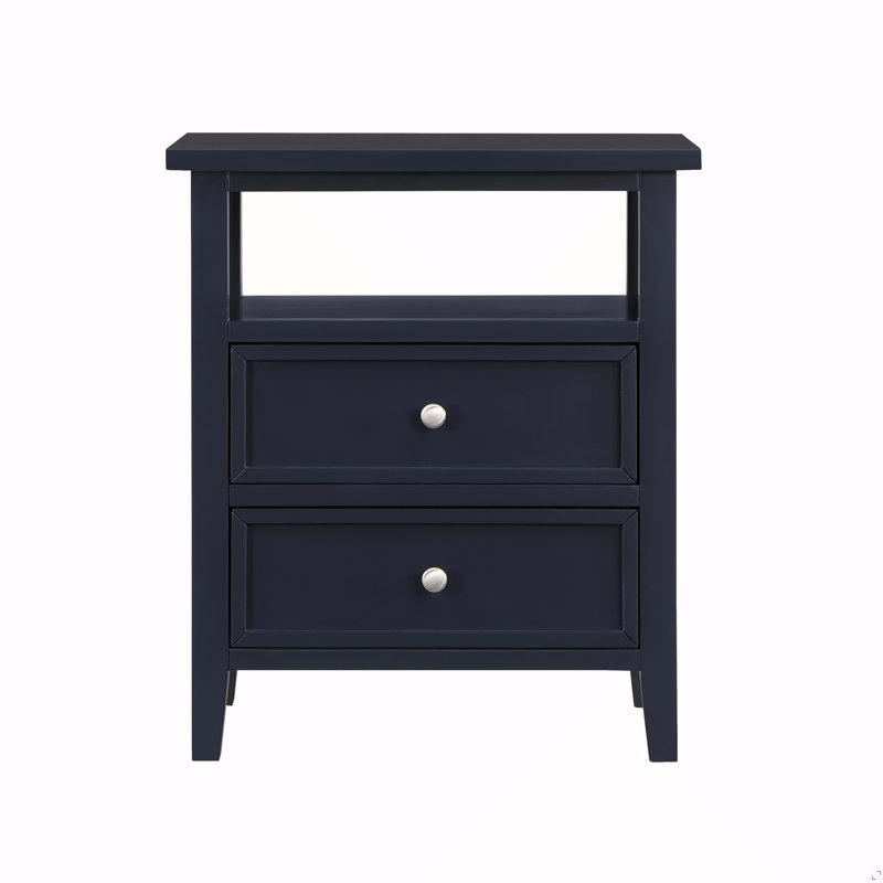 Table de chevet 2 tiroirs Midnight Blue, Bleu très foncé