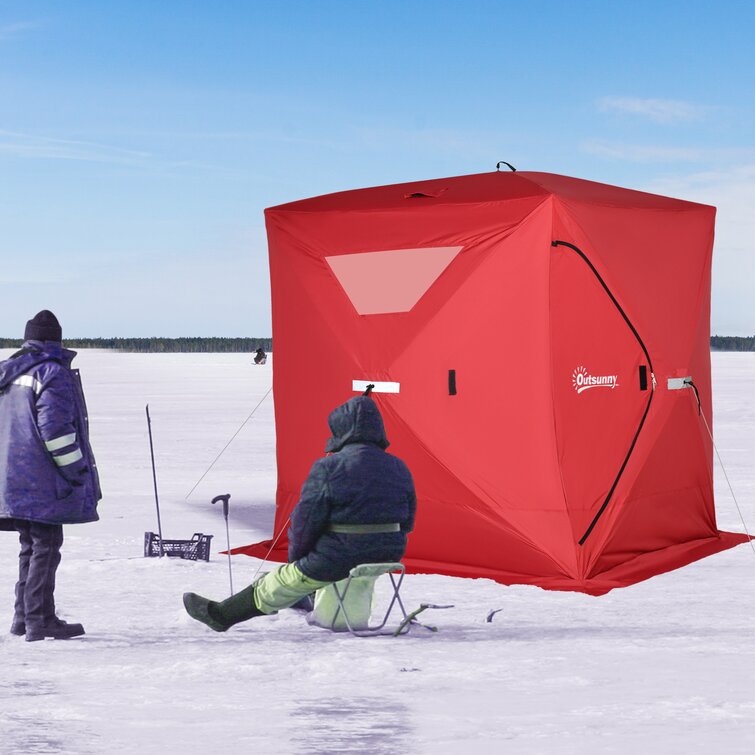 Outsunny Portable 4-Person Ice Fishing Tent Shelter with