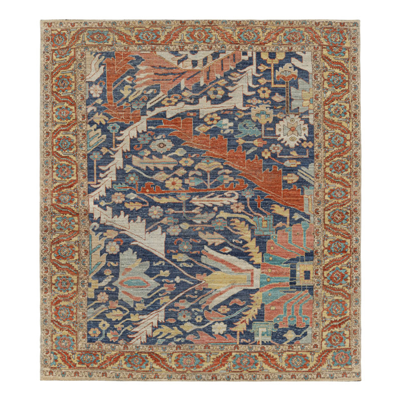Burano Hand Knotted Wool Floral Area Rug, Rectangle 10' x 14'