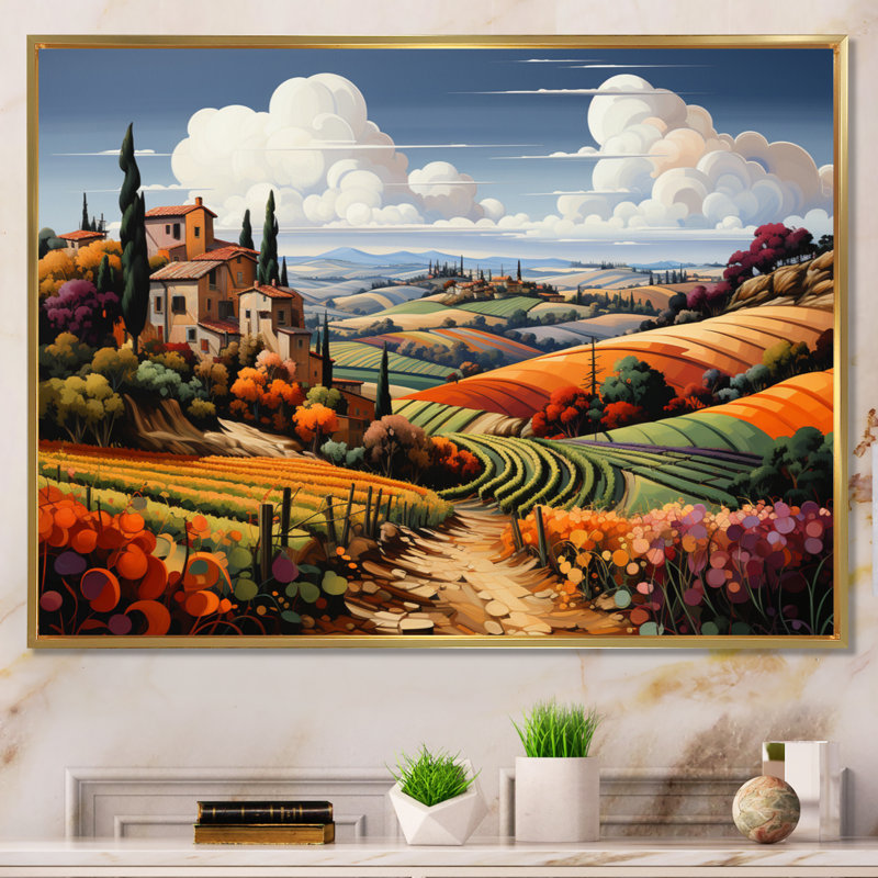 Italie, Toscane, vignobles I - Italie, impressions encadrées, Cadre flottant doré, H 16 po x l 32 po x P 1 po