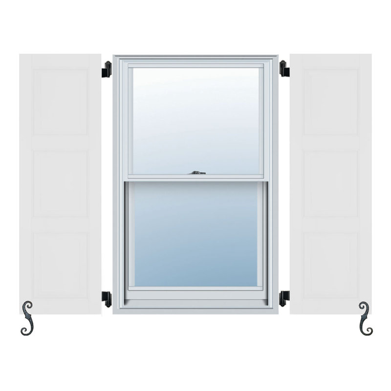 Paire de 3 panneaux égaux et de volets à panneaux surélevés architectural Atlantic, Blanc, 18 po, 69 po
